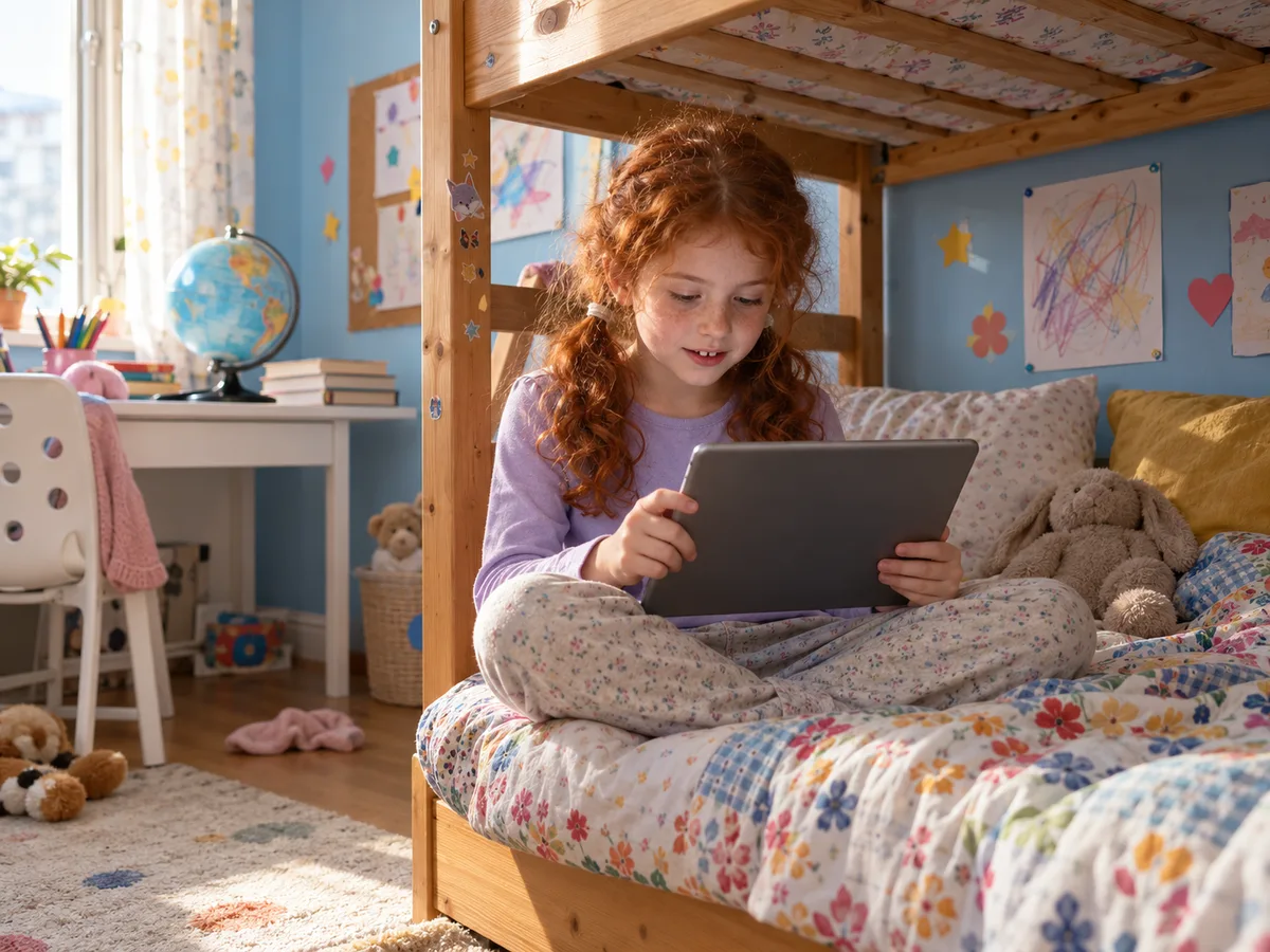 A primary school child reading on Fedu